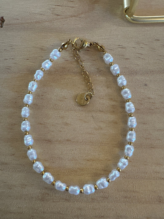 PULSERA PEARL BAÑADO EN ORO