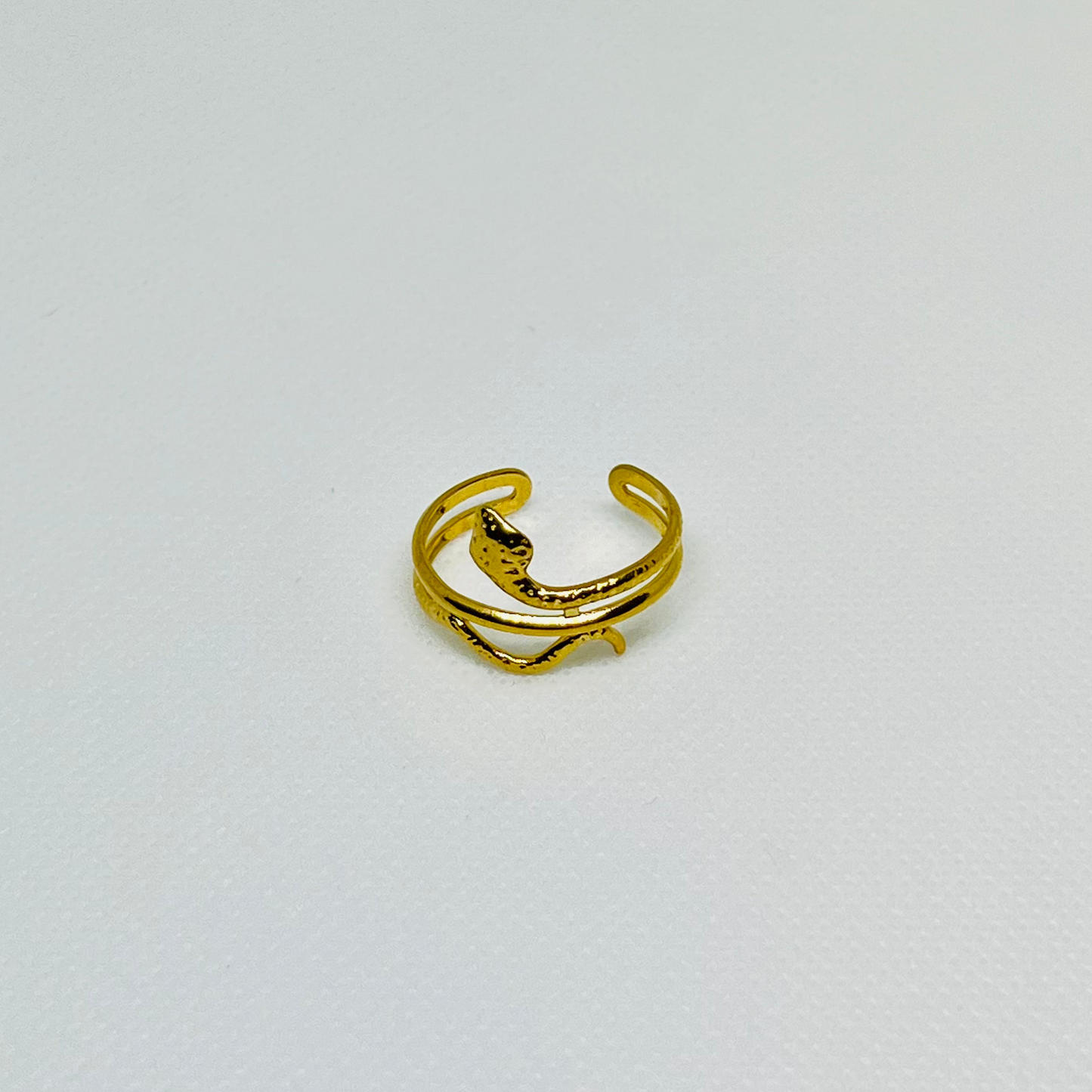 ANILLO SERPIENTE M ACERO BAÑADO EN ORO