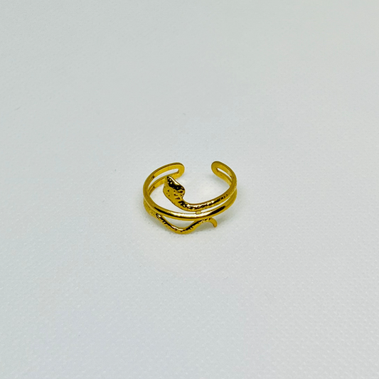 ANILLO SERPIENTE M ACERO BAÑADO EN ORO