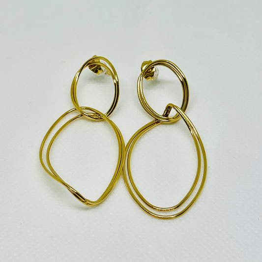 PENDIENTES TWIN BAÑADO EN ORO