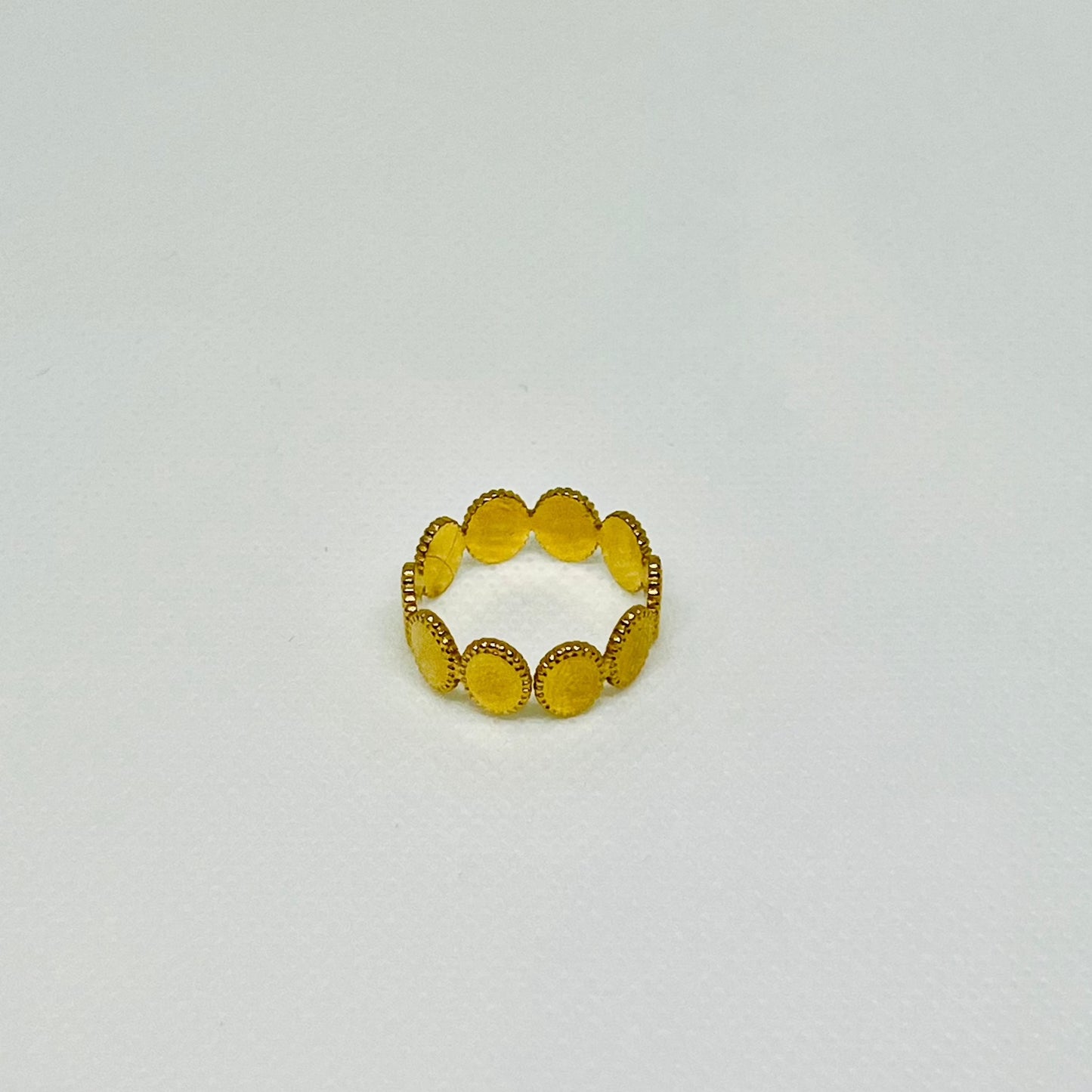 ANILLO CHAPITAS ACERO BAÑADO EN ORO