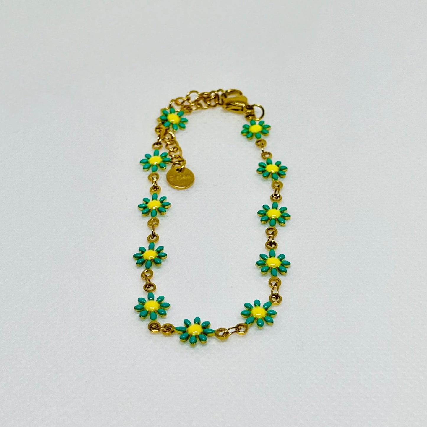 PULSERA FLORES BAÑADO EN ORO