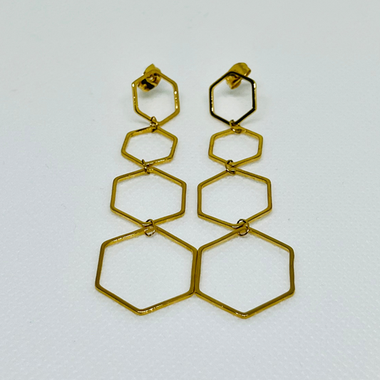 PENDIENTES HEXÁGONOS BAÑADO EN ORO